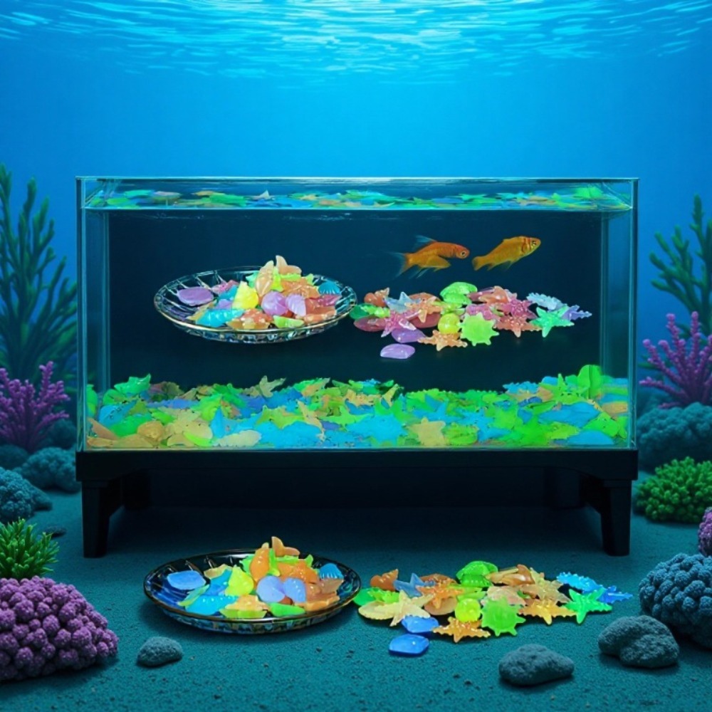 Aquarium Fish Items - Gloeiende lichtgevende oceaanstenen Fluorescerende schelpen Kleurrijke