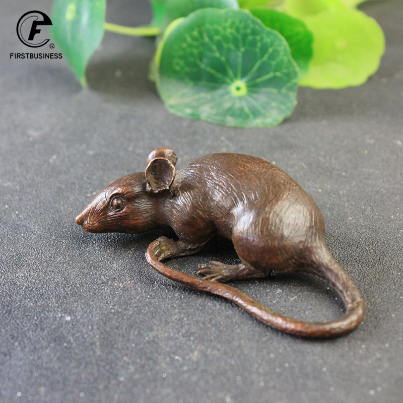 Aquarium Fish Only - Zware Messing Grote Rat Muis Beeldjes