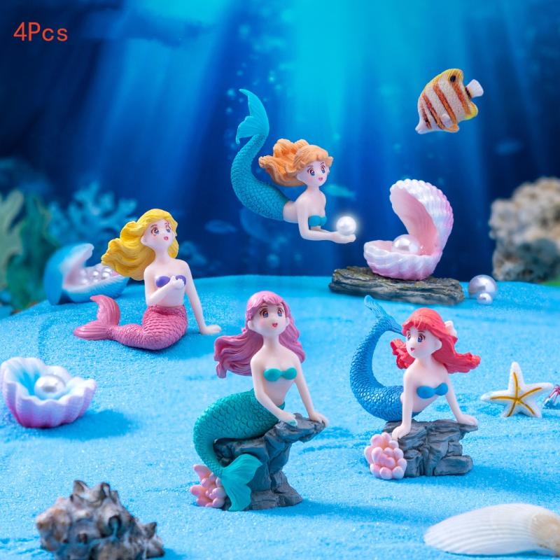 Aquarium Fish Items - 4 stuks plastic aquarium kleine zeemeermin